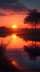 Naklejka premium Sunset in nature