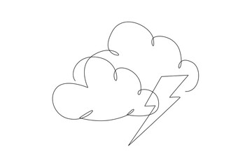 One continuous line drawing of Sky clouds white. Clouds concept. Doodle vector illustration in simple linear style.