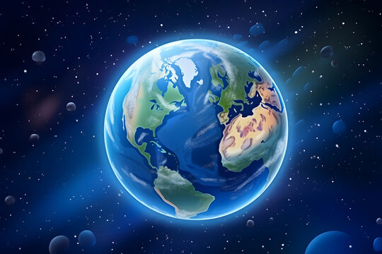 an illustration depicting the planet Earth. view from space to Earth