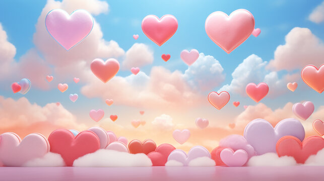 heart shaped balloons HD 8K wallpaper Stock Photographic Image