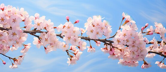 A Branch of a Tree in Bloom with Beautiful Pink Flowers - obrazy, fototapety, plakaty