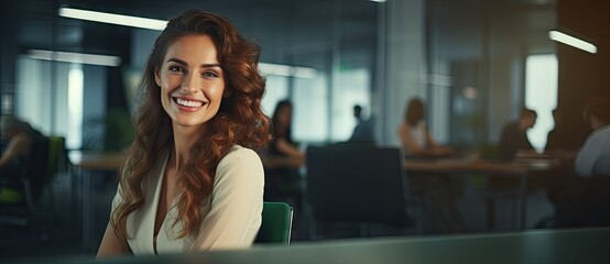 The Focused Professional: A Woman at a Desk in a Modern Office