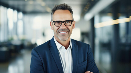 Fototapeta premium Portrait of a smiling businessman in office.