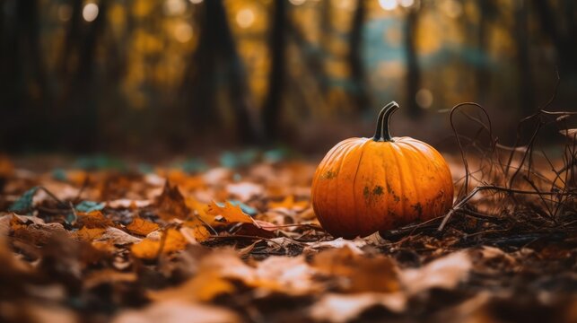 Generate a photography of pumpkin on the ground