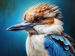 Blue Feathered Kookaburra: Stunning Bird from Australia with Striking Beak and Bill