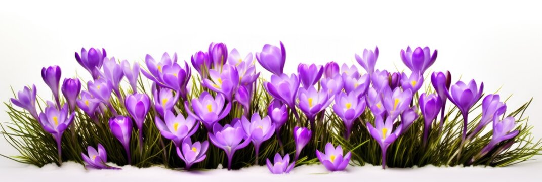 Beautiful Crocus Flowers for Spring Decor and Design - Isolated on White Background