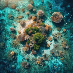 Naklejka na ściany i meble coral reef and sea underwater background