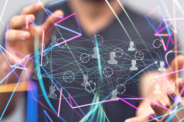 Abstract network of physical devices on the Internet using a network connection with statistics...