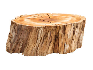 Rustic Tree Trunk Wood Podium, isolated on a transparent or white background