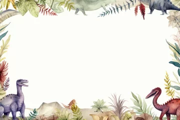 Tuinposter Banner template with dinosaur theme illustration © Werckmeister