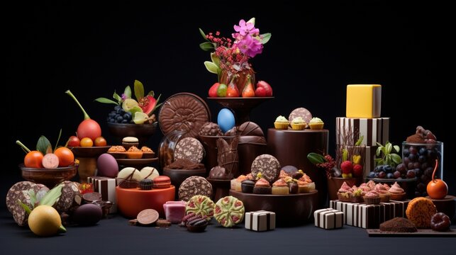  a visual journey of sweetness with an image featuring a diverse array of artisanal chocolates, each a work of edible elegance