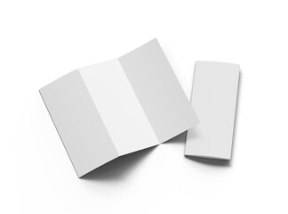 Blank Z-fold letter mockup brochure on transparent background. 3d render