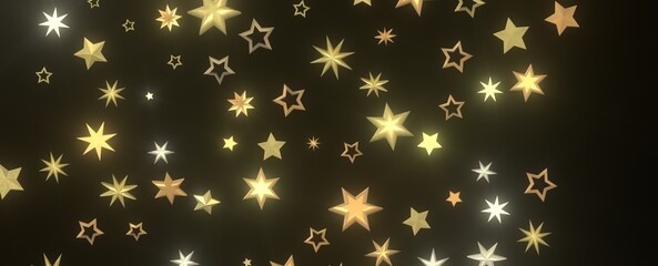 Radiant Euphoria: Lose Yourself in a 3D Gold Stars Rainfall
