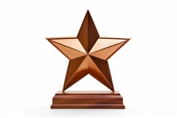 Gold star trophy award on white background