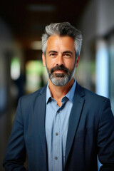 Fototapeta premium Portrait of handsome businessman standing in office.