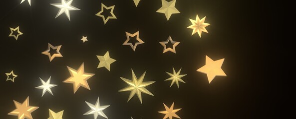 Twinkling Yuletide Skies: Breathtaking 3D Illustration of Falling Christmas Starlights