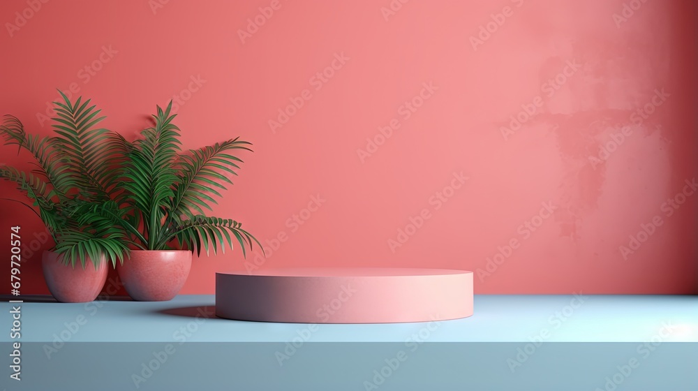 Fototapete abstract background, mock up scene with podium geometry shape for product display. 3d rendering