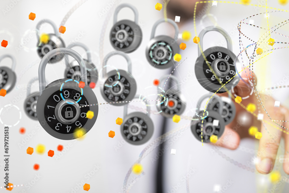 Poster security data code digital concept
