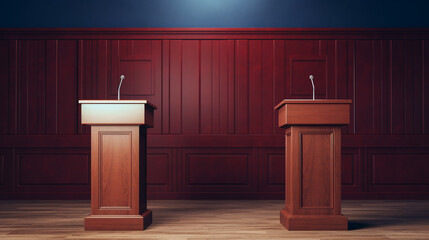 two empty cabinets for the election debate studio. ai generative