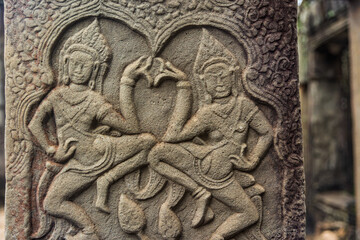 Carved representations of devata Angkor Wat, Cambodia