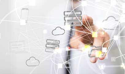 Photo of Out of Focus IT Technician Turning on Data Server..