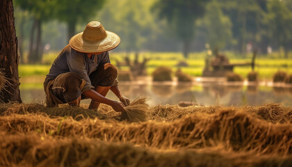 Rice Farm, Grows and harvests rice crops