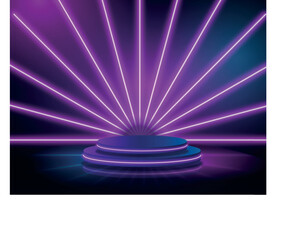 Vector realistic neon podium geometric stage background