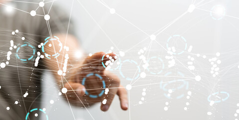 Global network. Blockchain. 3D illustration. Neural networks and artificial intelligence. Abstract