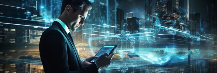 A Man Engrossed in Technology: Exploring the World Through His Smartphone