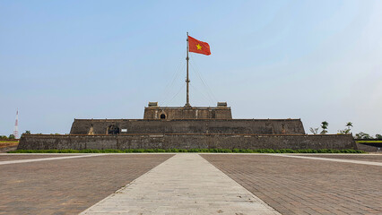 The Flag Tower In Hue Imperial Citadel. Hue Imperial Citadel, A UNESCO Cultural Heritage Is A Major...
