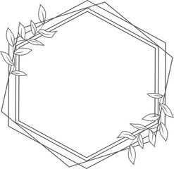 Polygonal floral leaf frame,decoation,wedding,invitation design element