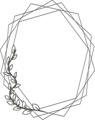 Polygonal floral leaf frame,decoation,wedding,invitation design element
