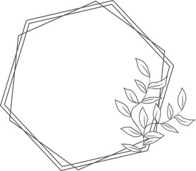 Polygonal floral leaf frame,decoation,wedding,invitation design element