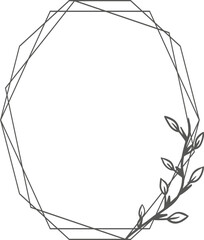 Polygonal floral leaf frame,decoation,wedding,invitation design element