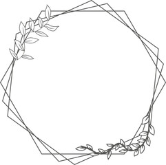 Polygonal floral leaf frame,decoation,wedding,invitation design element