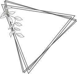 Polygonal floral leaf frame,decoation,wedding,invitation design element