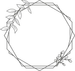 Polygonal floral leaf frame,decoation,wedding,invitation design element