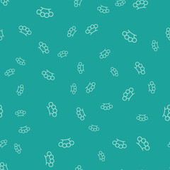 Green Brass knuckles icon isolated seamless pattern on green background. Vector