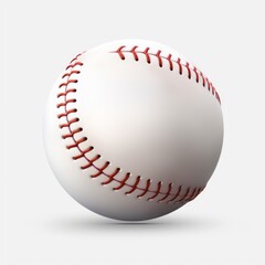 Realistic 3D Render of Classic White and Red Baseball