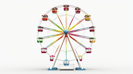 Ferris wheel isolated on white background Computer generated 3D illustration - obrazy, fototapety, plakaty