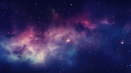 Space with countless stars, pink, blue and purple nebulae, galaxies, abstract cosmic background - obrazy, fototapety, plakaty