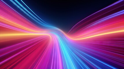 3d render, abstract colorful background, bright neon rays and glowing lines. Pink yellow blue creative wallpaper