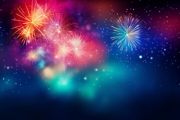 Fototapeta premium Abstract colored firework background with free space for text