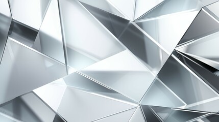 A white and gray transparent mirror sheet background with a geometric pattern of colorful triangles of different sizes and shapes arranged