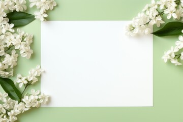 Elegant floral arrangement on soft green background   wedding, mothers day, womens day postcard