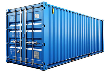 blue shipping container on transparent background - obrazy, fototapety, plakaty