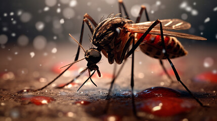 Mosquito macro close-up shot. Generative AI,