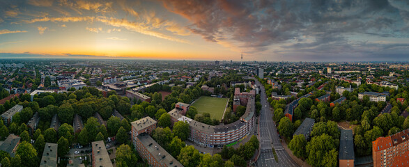Hamburg Sunrise Panorama from the east