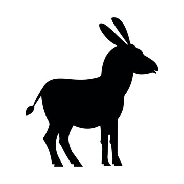 Donkey Silhouette.  Zoo animal donkey icon. Symbols of democrat political parties USA. Vector illustration