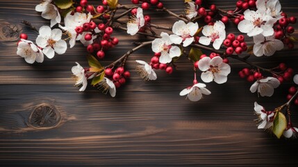 Obraz na płótnie Canvas Fruit Tree Flowers On Wooden Background, HD, Background Wallpaper, Desktop Wallpaper